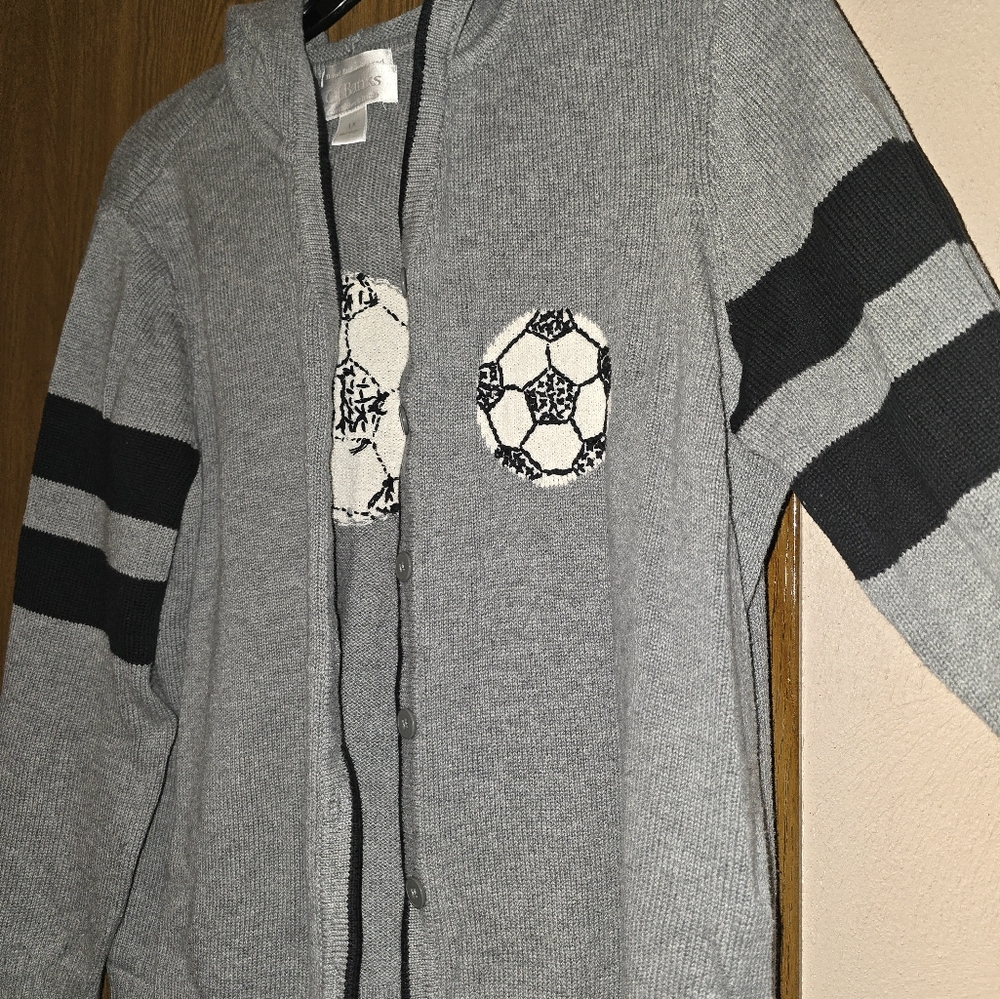 C J Banks Gray and Black Soccer Knit Cardigan